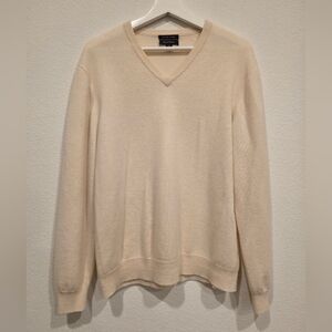 CLUB ROOM MEN'S CASHMERE V-NECK SWEATER – CREAM – SIZE M – 100% FINE CASHMERE